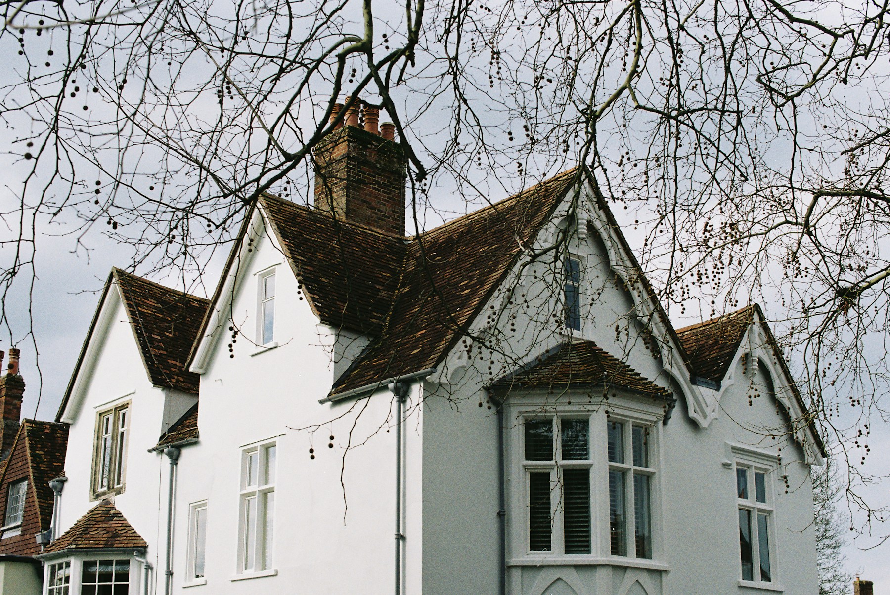 White home with a gabled roof and generous windows